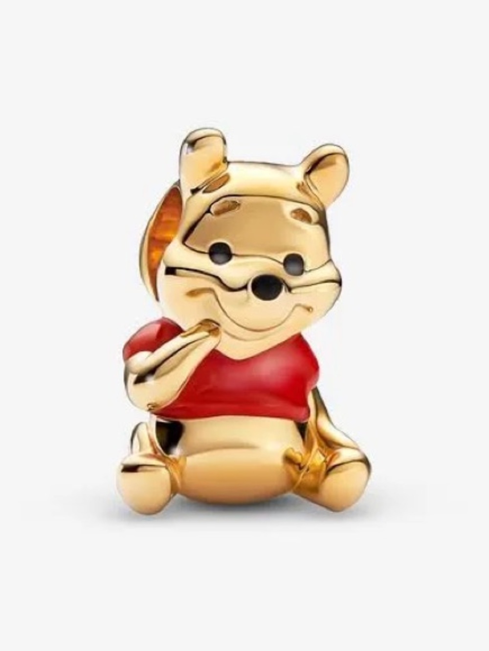 Pandora Gold Tone Winnie-the-Pooh Charm with Red Enamel Shirt